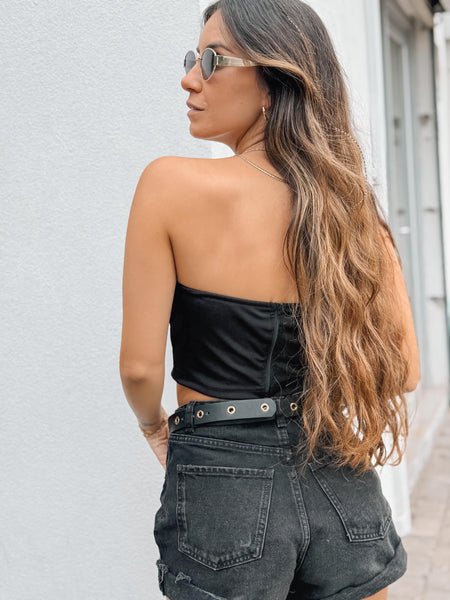 CORSET PLUMAS NEGRO