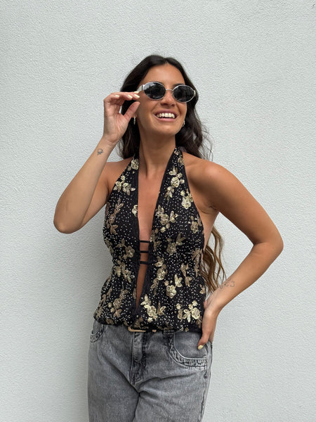 TOP LENTEJUELAS NEGRO