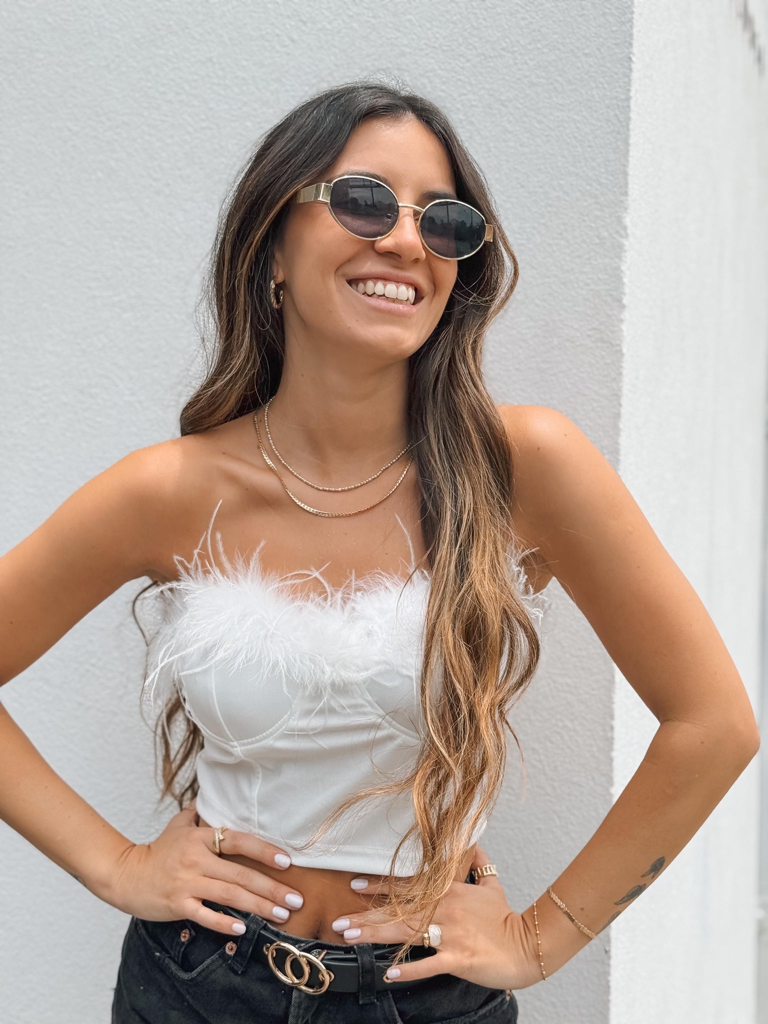 CORSET PLUMAS BLANCO