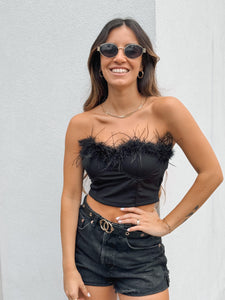 CORSET PLUMAS NEGRO