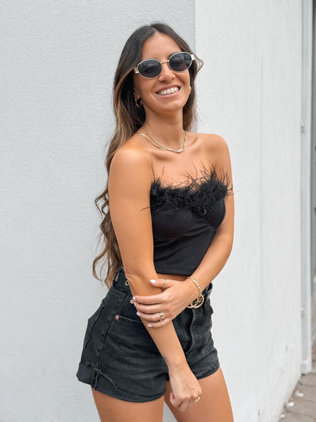 CORSET PLUMAS NEGRO